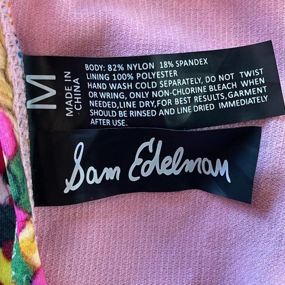 Sam Edelman Swim Medium One Piece Plunge Multicolored Raffia Print Bathing Suit - Picture 7 of 8